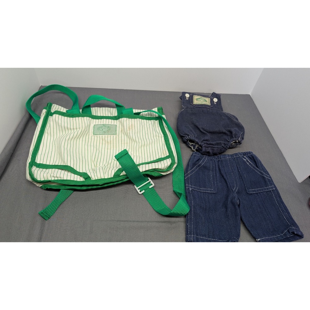 Cabbage Patch Kids Vintage Doll Carrier Diaper Bag Denim Romper Shorts Set 80s